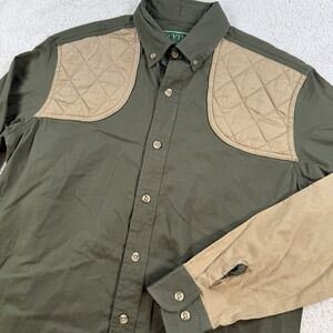 Kevins Plantation Shirt Mens XL Green Shooting Patch Hunting Button Up Outdoor